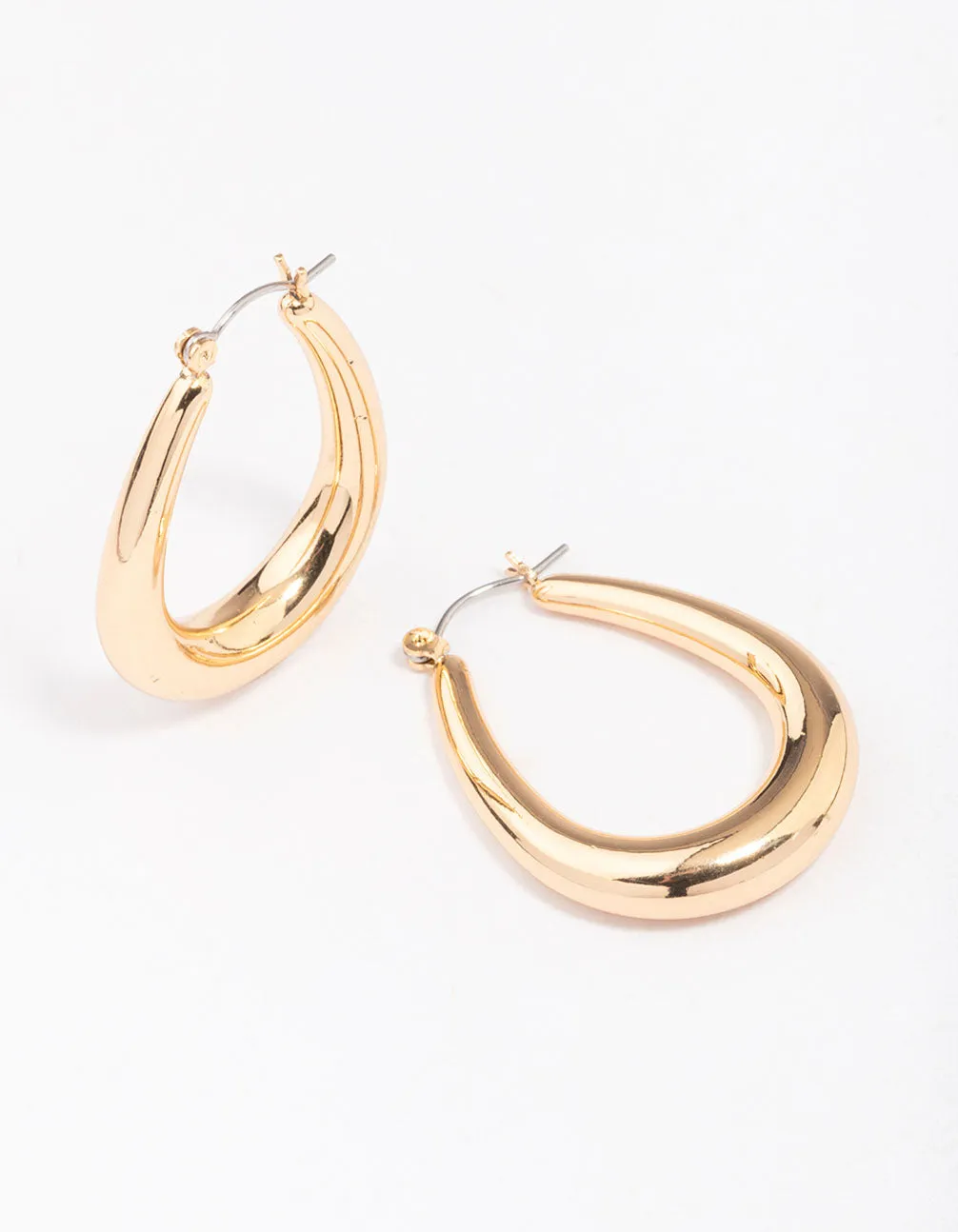 Gold Cutout Pear Hoop Earrings sold by lovisa