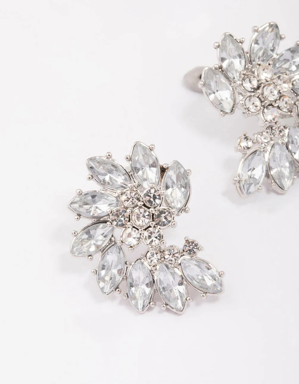 Rhodium Fan Marquise Diamante Stud Earrings sold by lovisa product image thumbnail 3