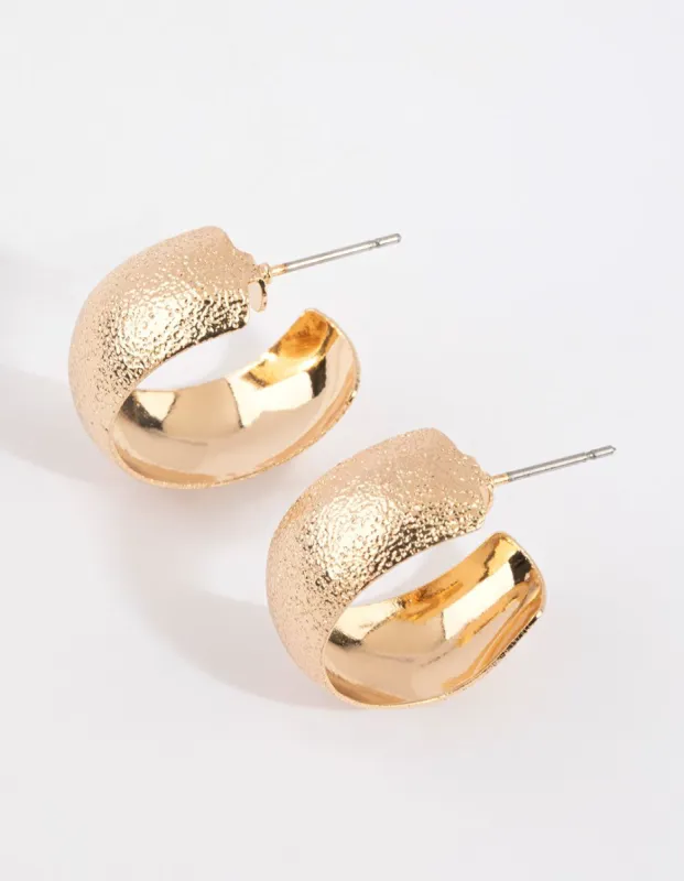 Gold Sandblasted Chubby Hoop Earrings sold by lovisa