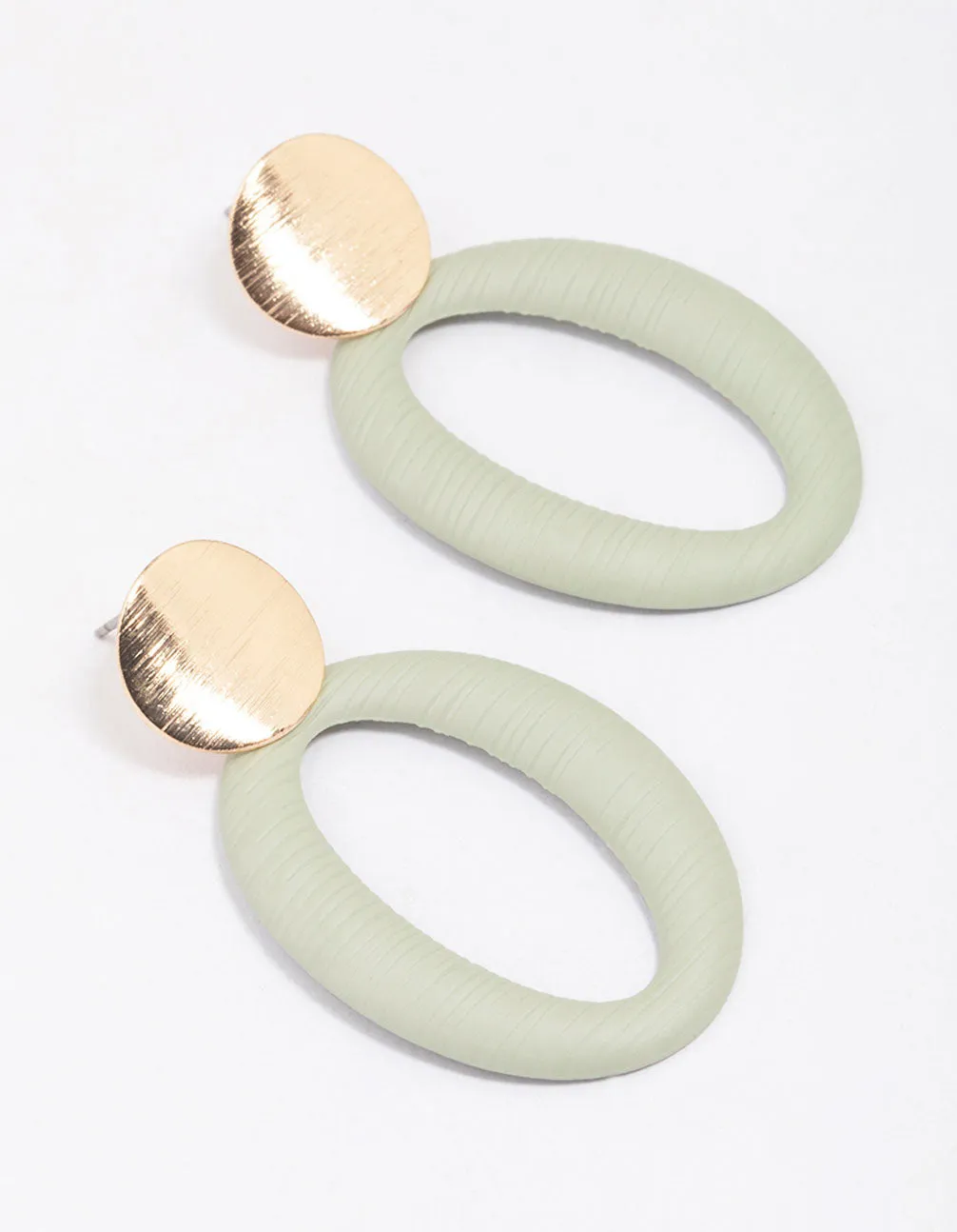 Gold Disc Textured Oval Drop Earrings sold by lovisa