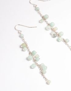 Antique Silver Amazonite Chain Drop Earrings sold by lovisa