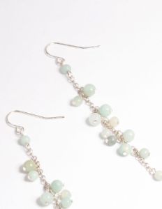 Antique Silver Amazonite Chain Drop Earrings sold by lovisa