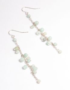 Antique Silver Amazonite Chain Drop Earrings sold by lovisa