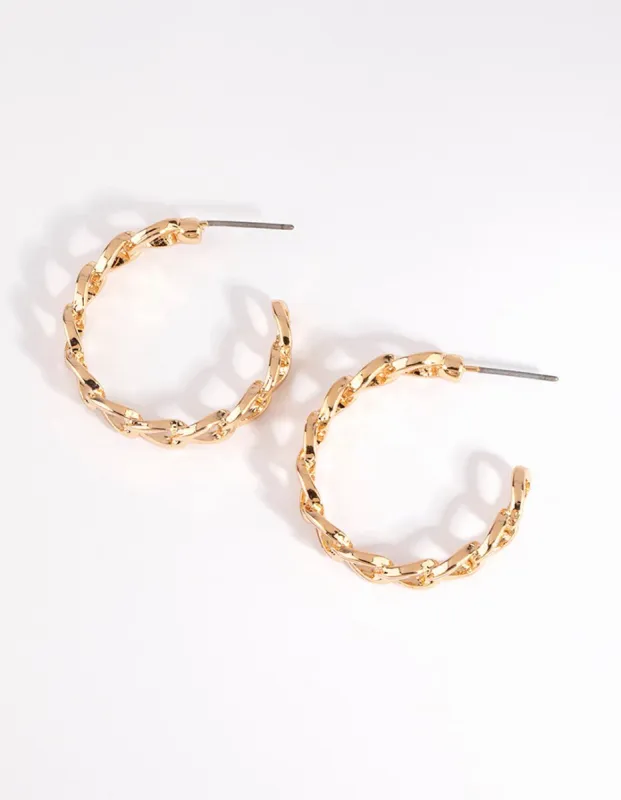 Gold Looped Chain Hoop Earrings sold by lovisa