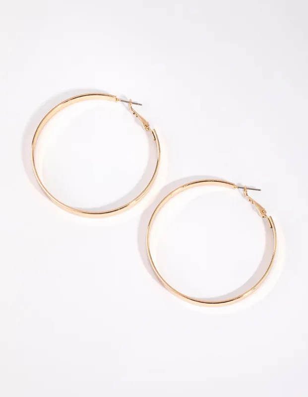 Gold Flat Hoop Earrings sold by lovisa