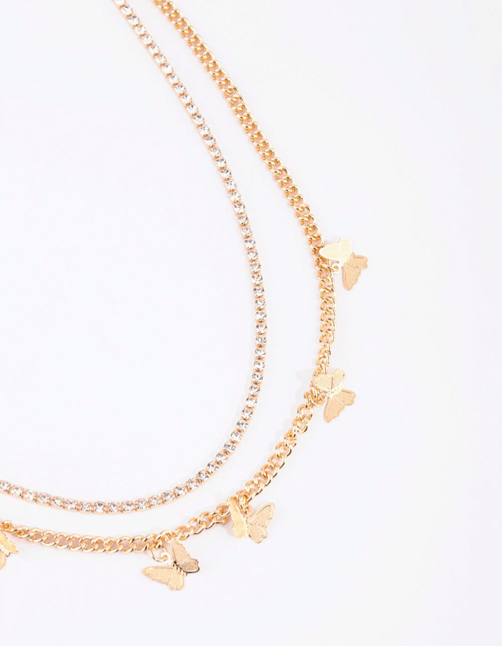 Gold Butterfly Cup Chain Layered Necklace sold by lovisa