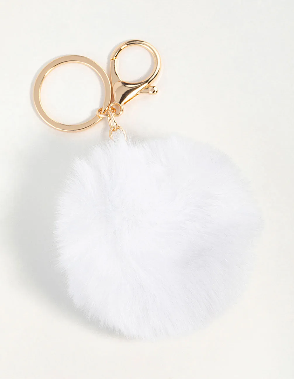 White Pom Pom Fabric Keychain sold by lovisa
