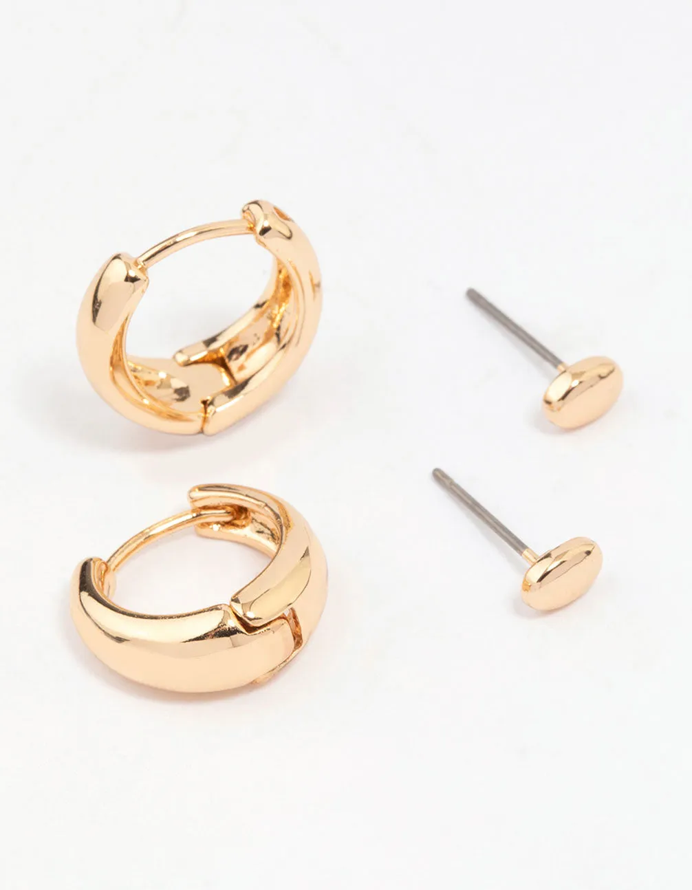 Gold Mixed Simple Stud & Hoop Earring 3-Pack sold by lovisa product image thumbnail 3