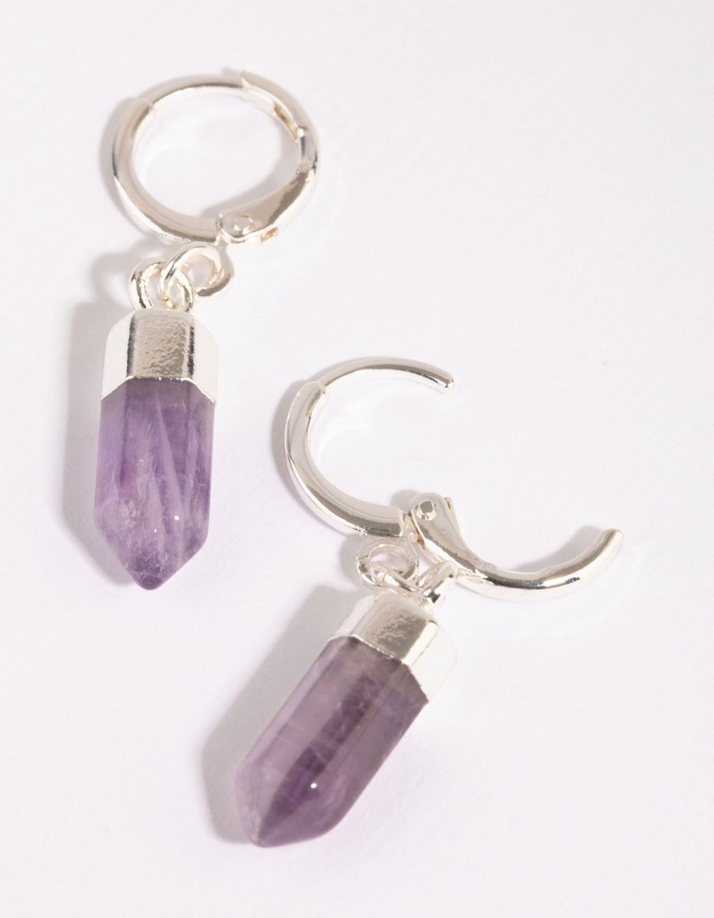Silver Amethyst Shard Huggie Earrings sold by lovisa product image thumbnail 2