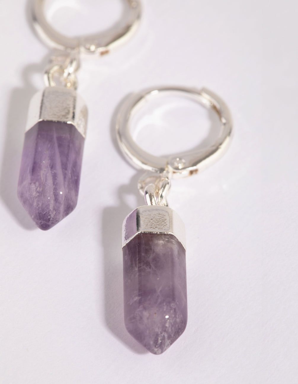 Silver Amethyst Shard Huggie Earrings sold by lovisa product image thumbnail 3