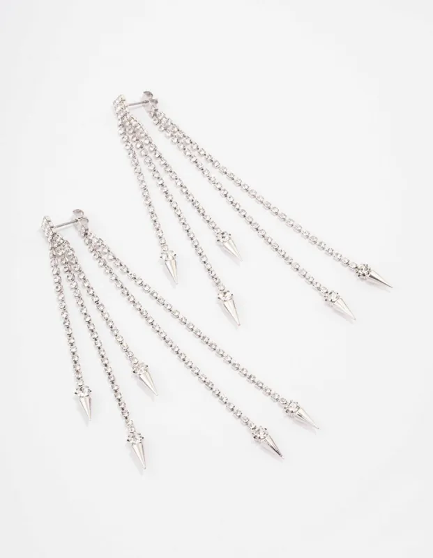 Rhodium Tassel Cupchain Drop Earrings sold by lovisa