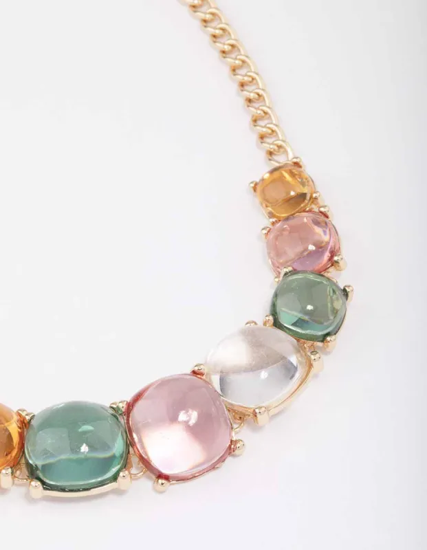 Gold Transparent Graduating Stone Necklace sold by lovisa