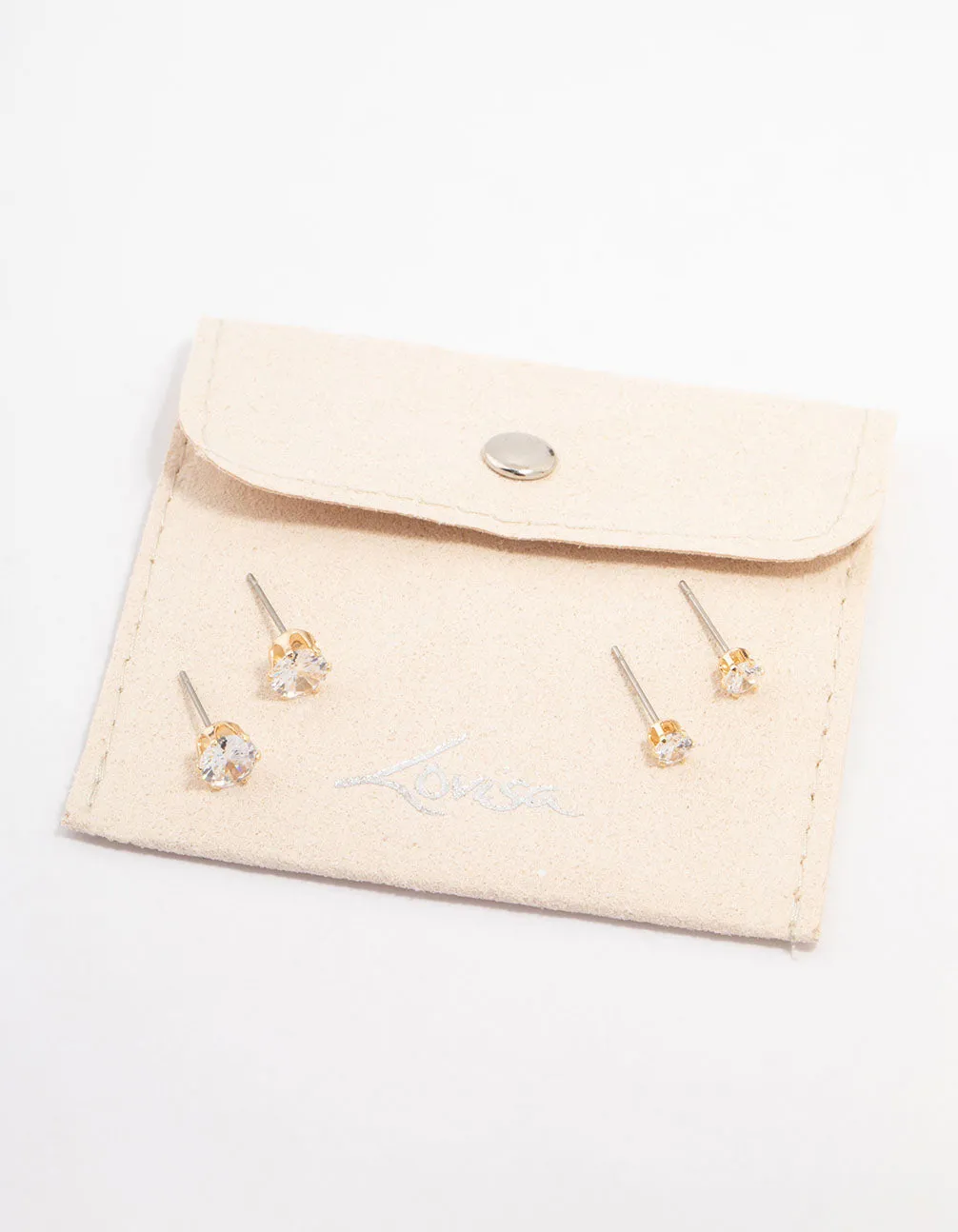 Gold Hexagon Diamante Stud Earring Pack sold by lovisa product image thumbnail 2