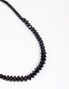 Black Graduated Facet Bead Short Necklace sold by lovisa