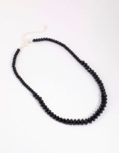 Black Graduated Facet Bead Short Necklace sold by lovisa