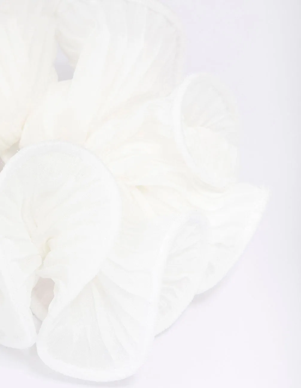 White Fabric Pleated Hair Scrunchie sold by lovisa product image thumbnail 2