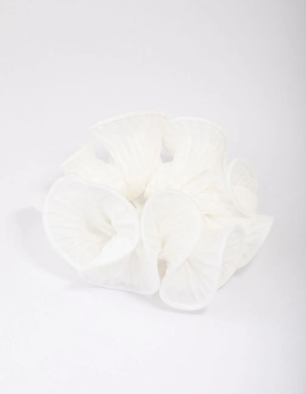 White Fabric Pleated Hair Scrunchie sold by lovisa