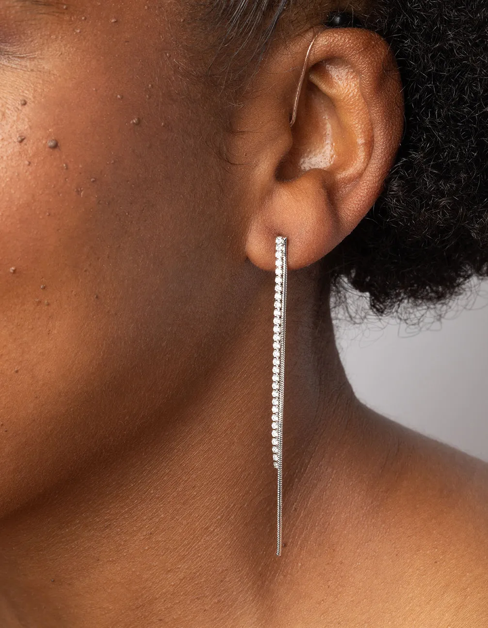 Rhodium Cubic Zirconia Chain Drop Earrings sold by lovisa product image thumbnail 2