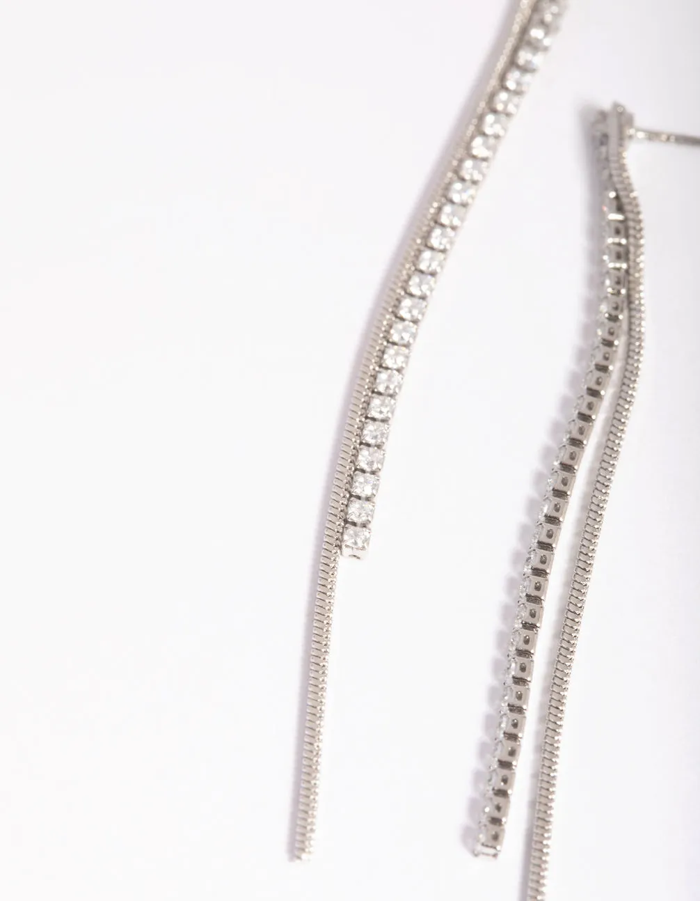 Rhodium Cubic Zirconia Chain Drop Earrings sold by lovisa product image thumbnail 4