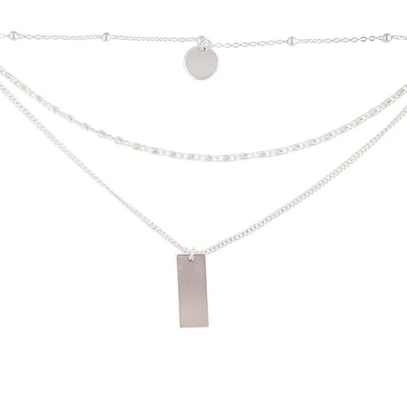 Silver Mixed Chain & Shape Layered Choker sold by lovisa