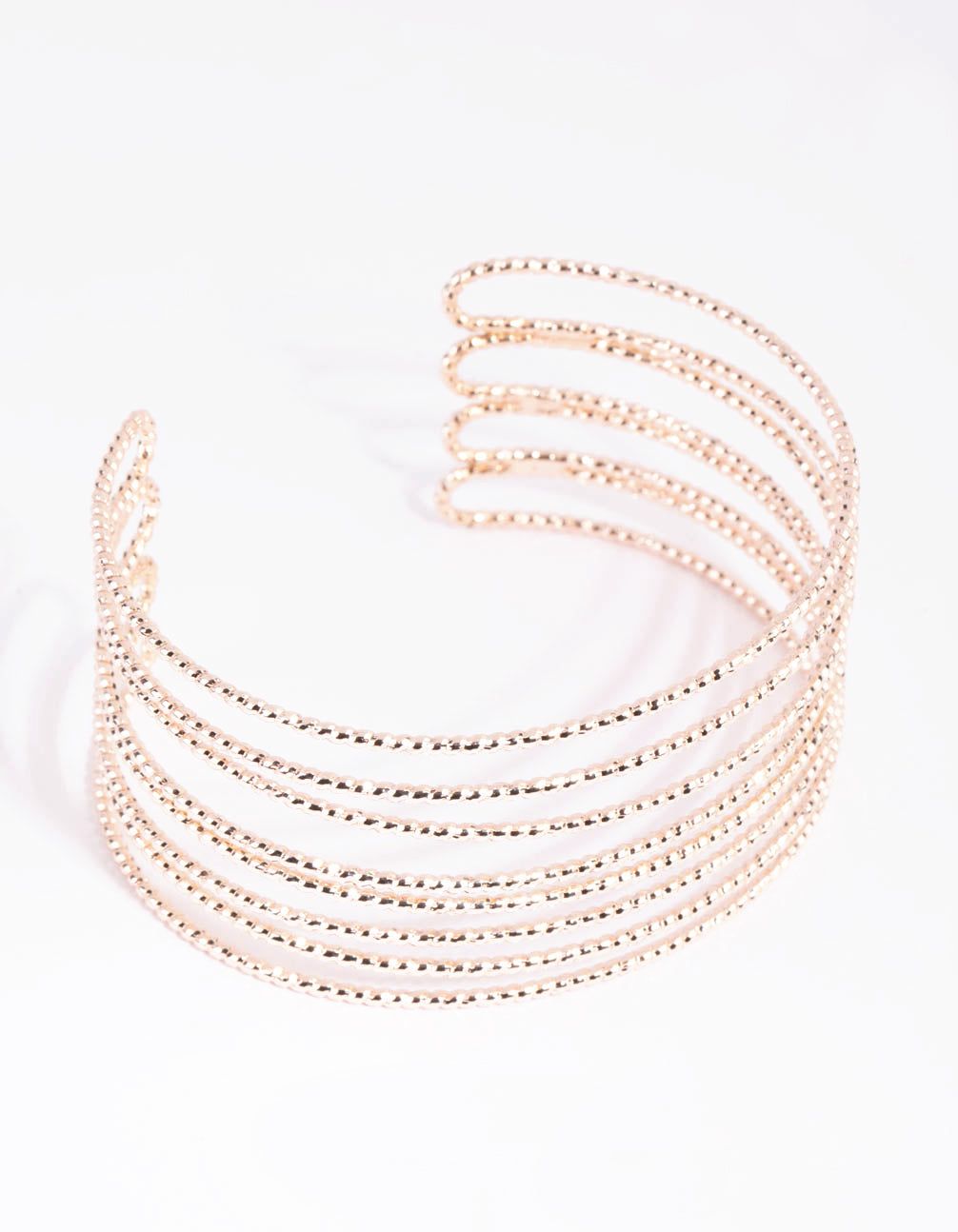 Rose Gold Diamante Cuff Bracelet sold by lovisa