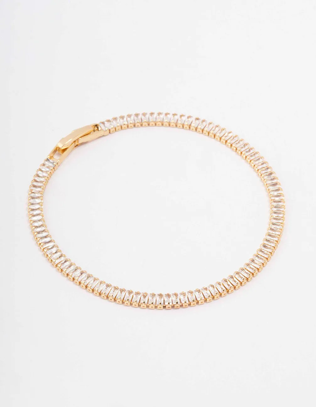 Gold Plated Crystal Baguette Tennis Bracelet sold by lovisa