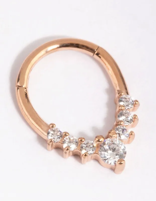 Rose Gold Surgical Steel Crystal Clicker sold by lovisa