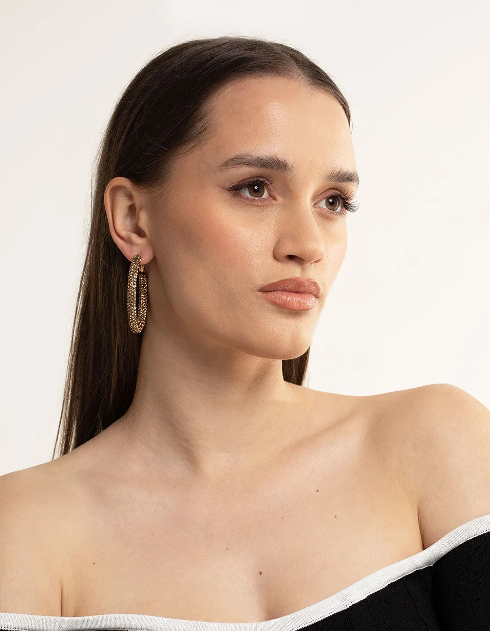 Gold Diamante 40mm Crystal Hoop Earrings sold by lovisa product image thumbnail 2