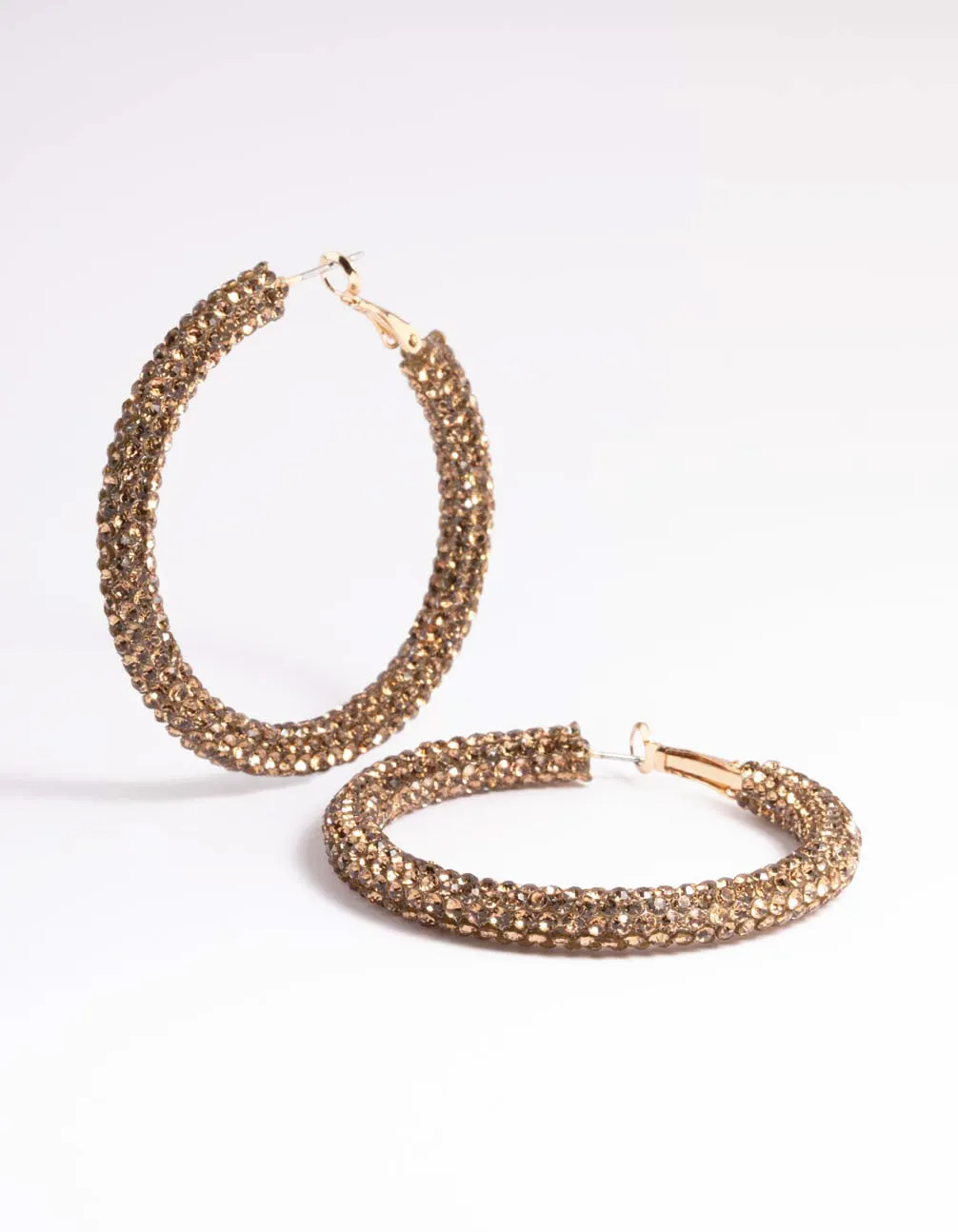 Gold Diamante 40mm Crystal Hoop Earrings sold by lovisa product image thumbnail 4