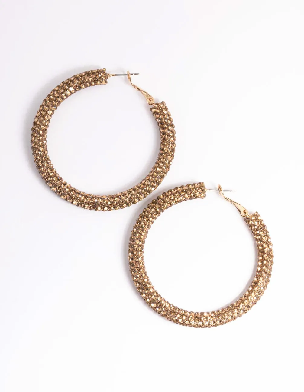 Gold Diamante 40mm Crystal Hoop Earrings sold by lovisa