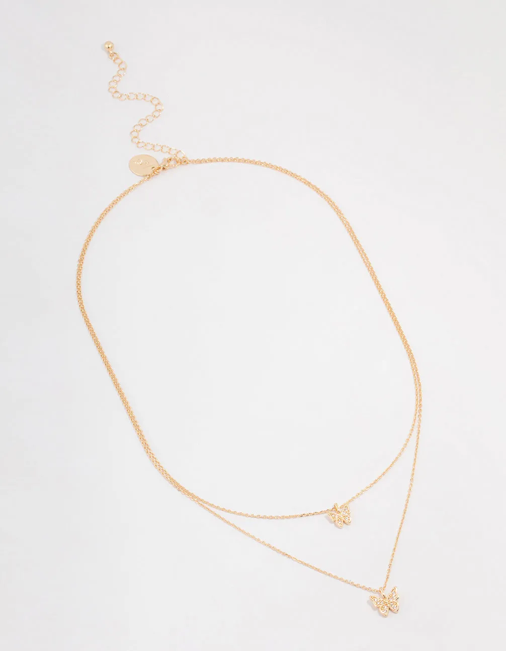 Gold Cubic Zirconia Double Row Butterfly Pendant Necklace sold by lovisa product image thumbnail 2