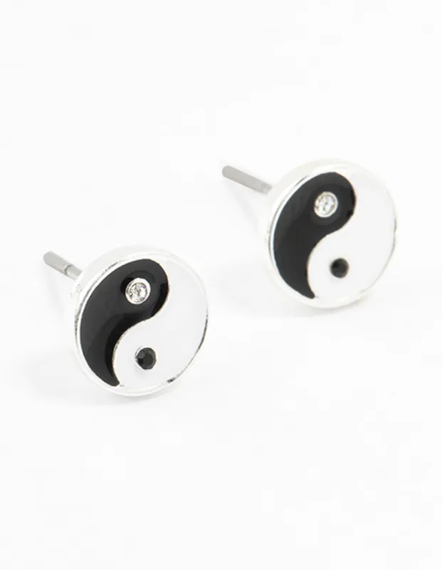 Silver Ying And Yang Stud Earrings sold by lovisa