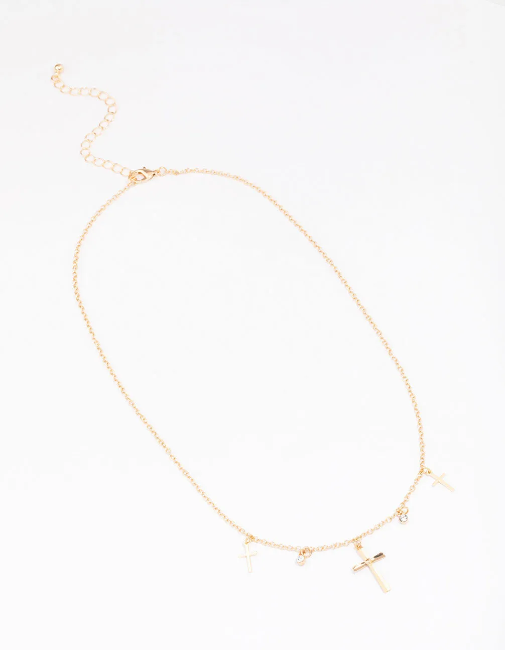 Gold Diamante Cross Droplet Necklace sold by lovisa product image thumbnail 2