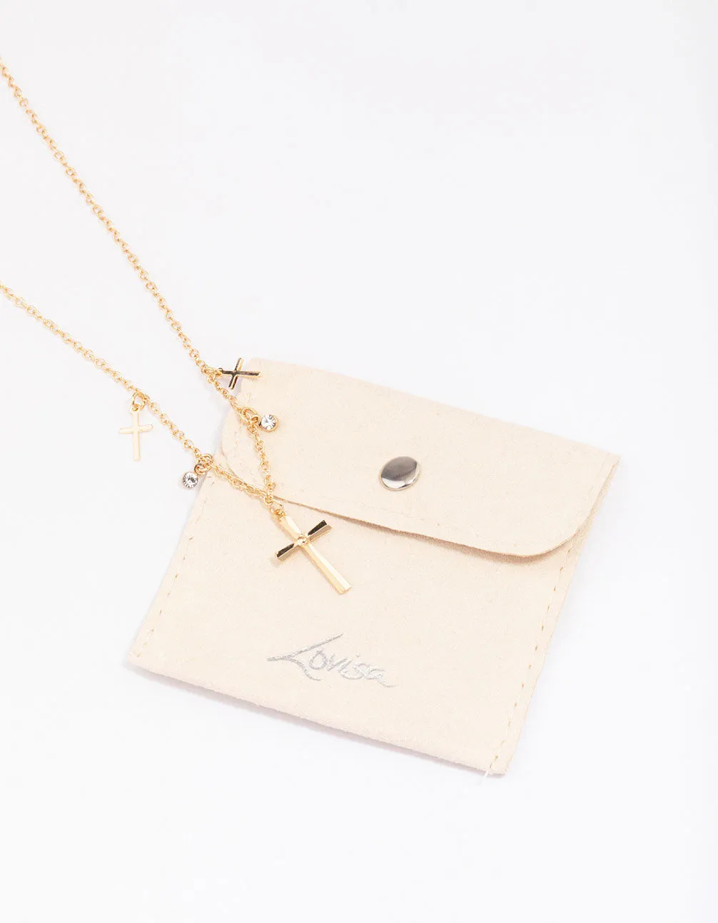 Gold Diamante Cross Droplet Necklace sold by lovisa product image thumbnail 4