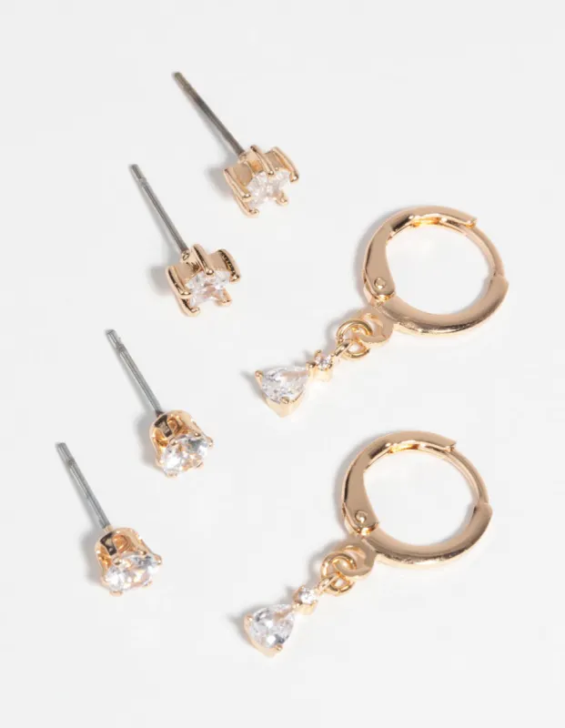 Gold Star Earrings with Cubic Zirconia sold by lovisa