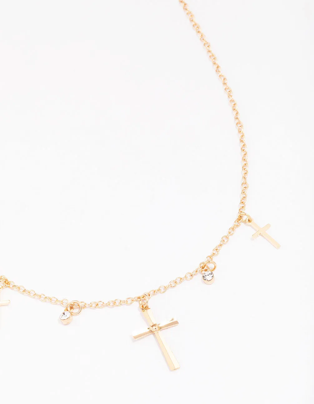 Gold Diamante Cross Droplet Necklace sold by lovisa