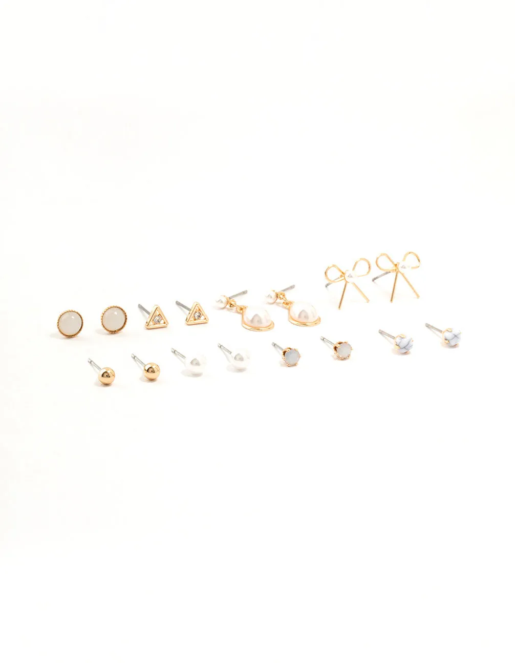 Gold Marbled Pearl & Bow Earrings 8-Pack sold by lovisa