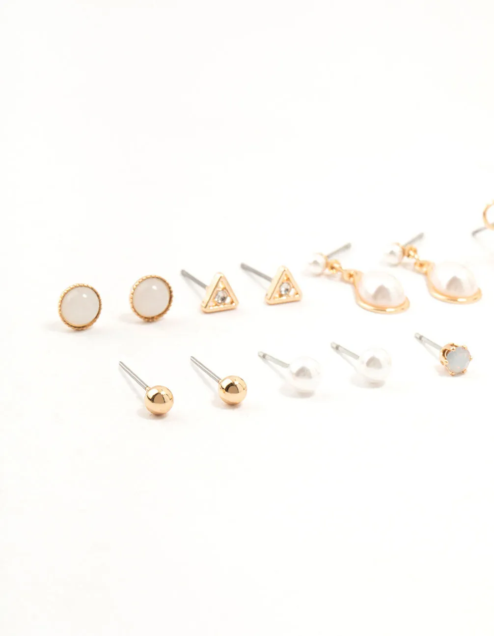 Gold Marbled Pearl & Bow Earrings 8-Pack sold by lovisa product image thumbnail 2