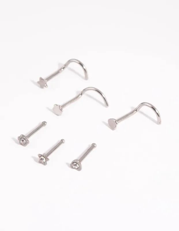 Surgical Steel Heart & Star Nose Studs made by lovisa