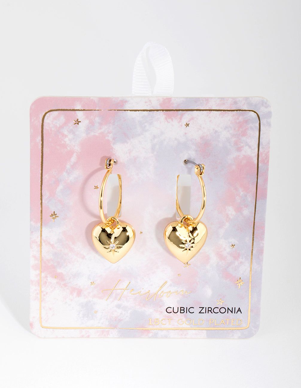 18ct Gold Plated Cubic Zirconia Heart Hoop Earrings sold by lovisa product image thumbnail 3