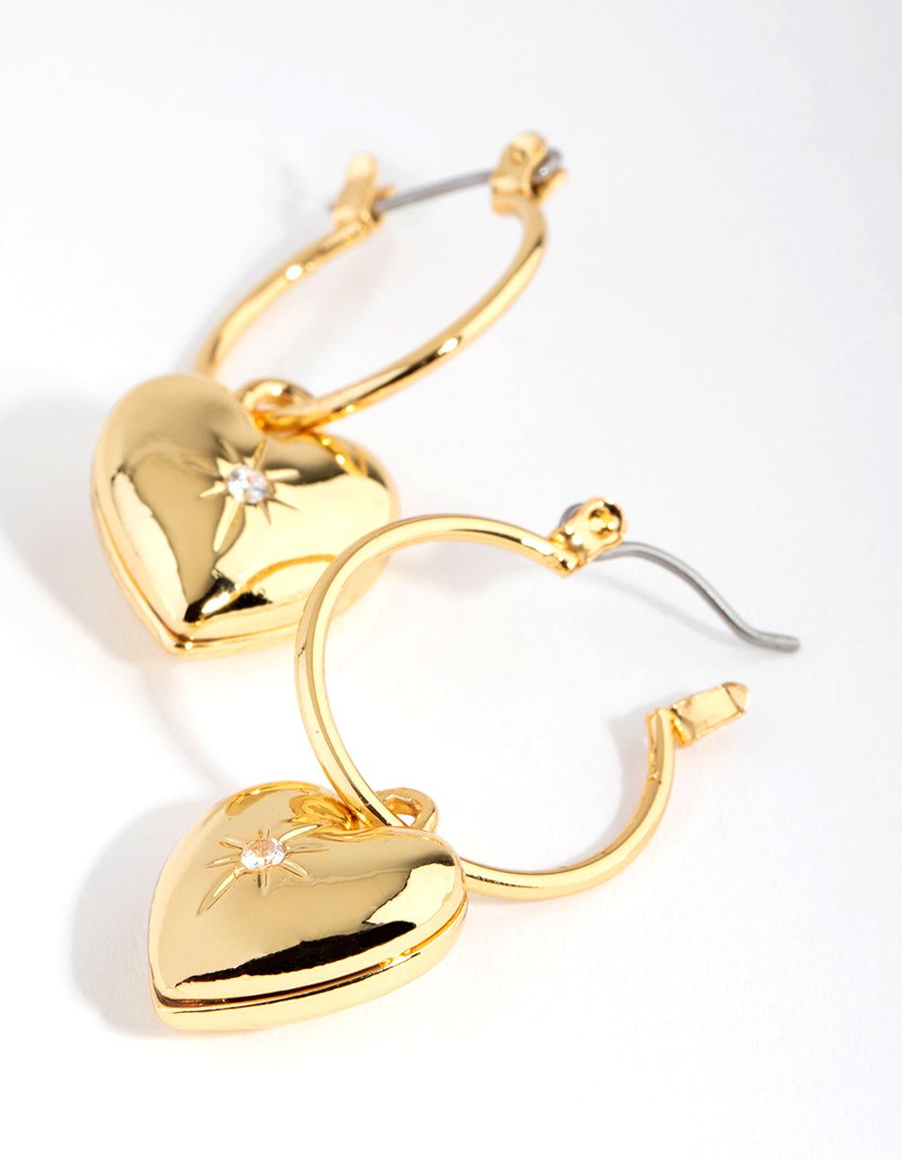 18ct Gold Plated Cubic Zirconia Heart Hoop Earrings sold by lovisa product image thumbnail 2