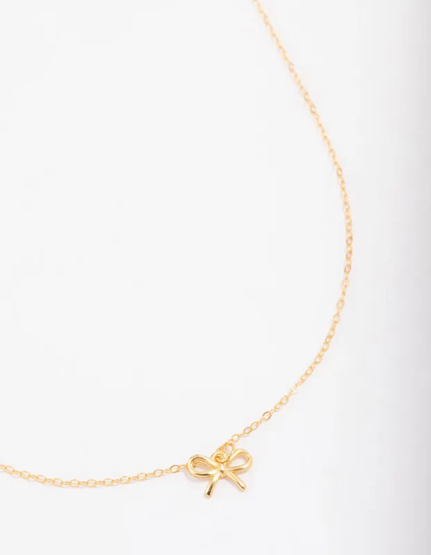 Gold Plated Sterling Silver Bow Pendant Necklace sold by lovisa