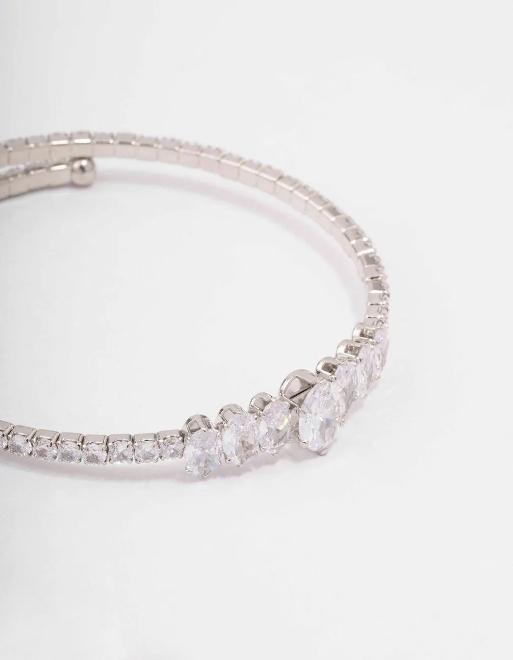 Rhodium Cubic Zirconia Graduating Oval Stone Wrist Cuff sold by lovisa product image thumbnail 2
