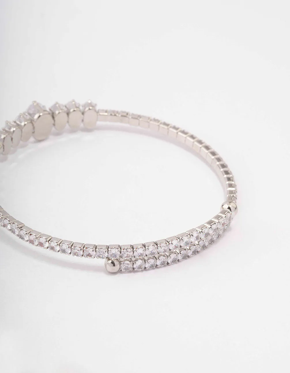 Rhodium Cubic Zirconia Graduating Oval Stone Wrist Cuff sold by lovisa product image thumbnail 3