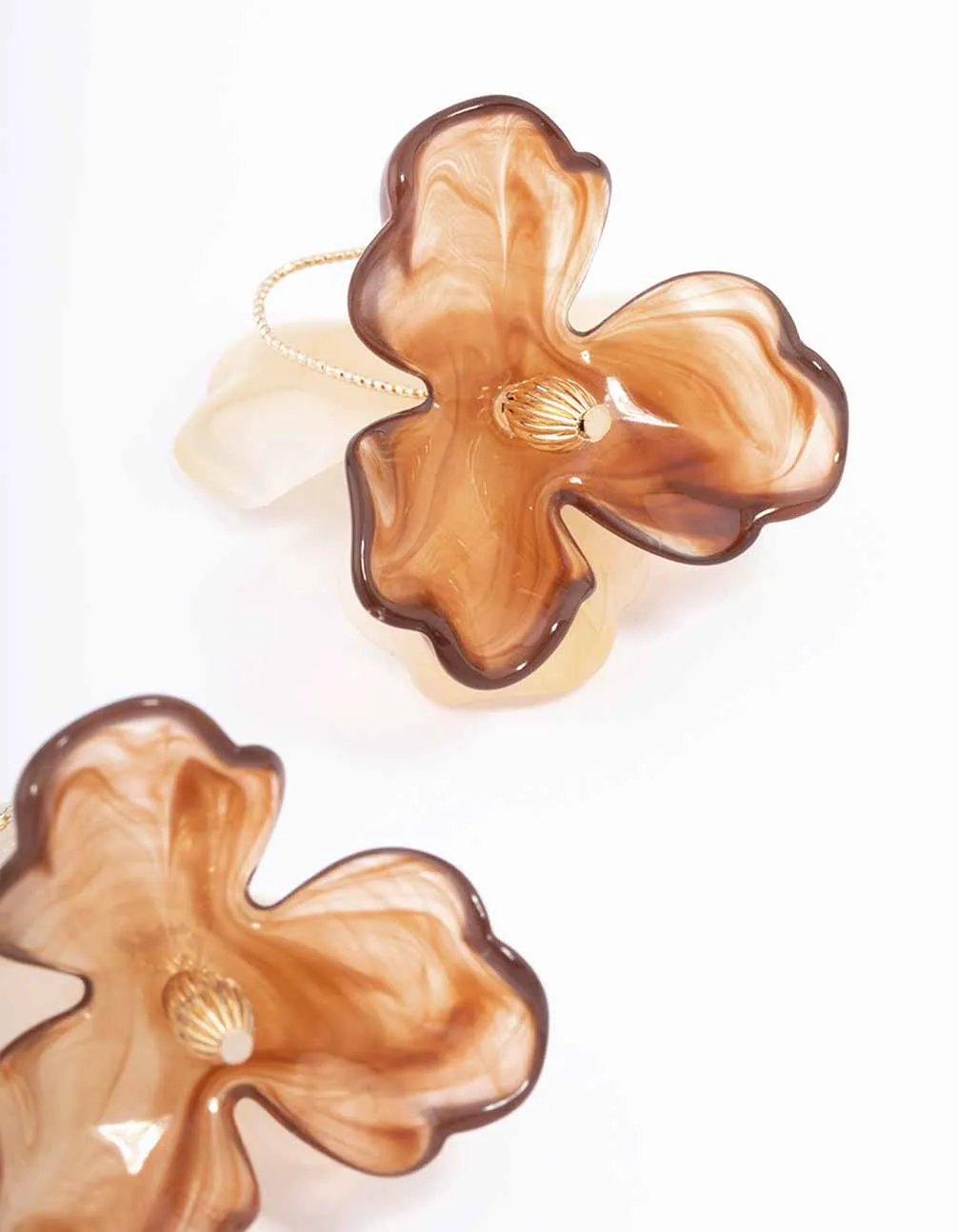 Gold & Amber Floral Petal Drop Earrings sold by lovisa product image thumbnail 3