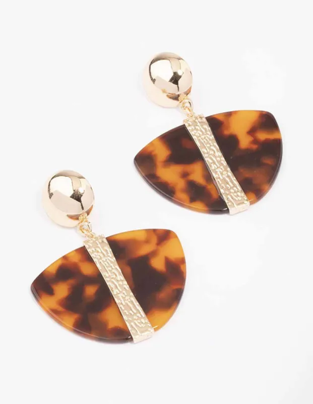 Gold Large Tortoiseshell Drop Earrings sold by lovisa