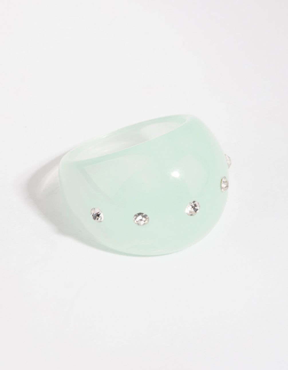 Marble Green Plastic Diamante Ring sold by lovisa