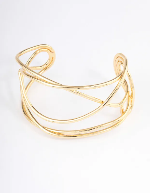 Gold Plated Organic Wire Cuff Bangle sold by lovisa