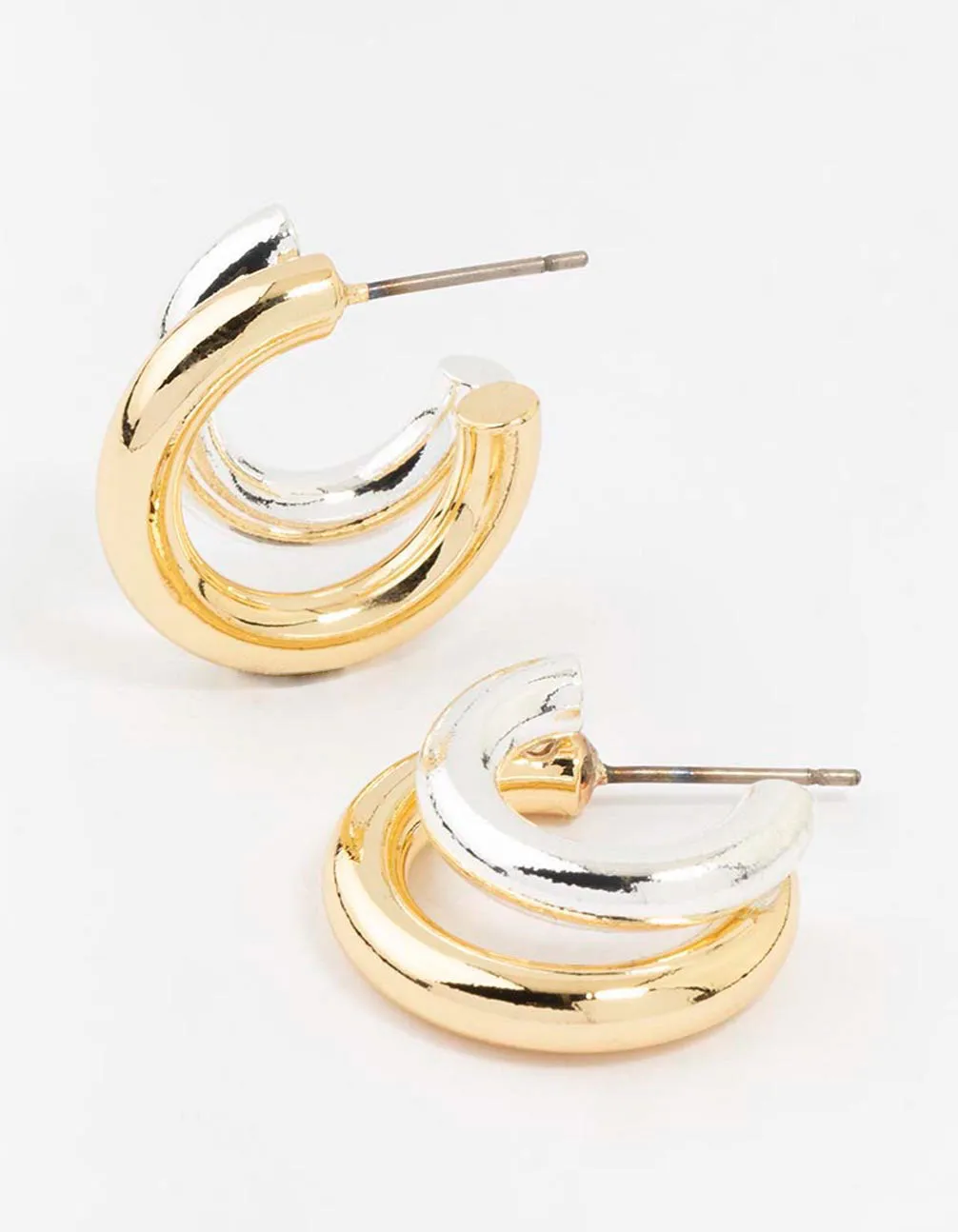 Gold & Silver Plated Illusion Hoop Earrings sold by lovisa