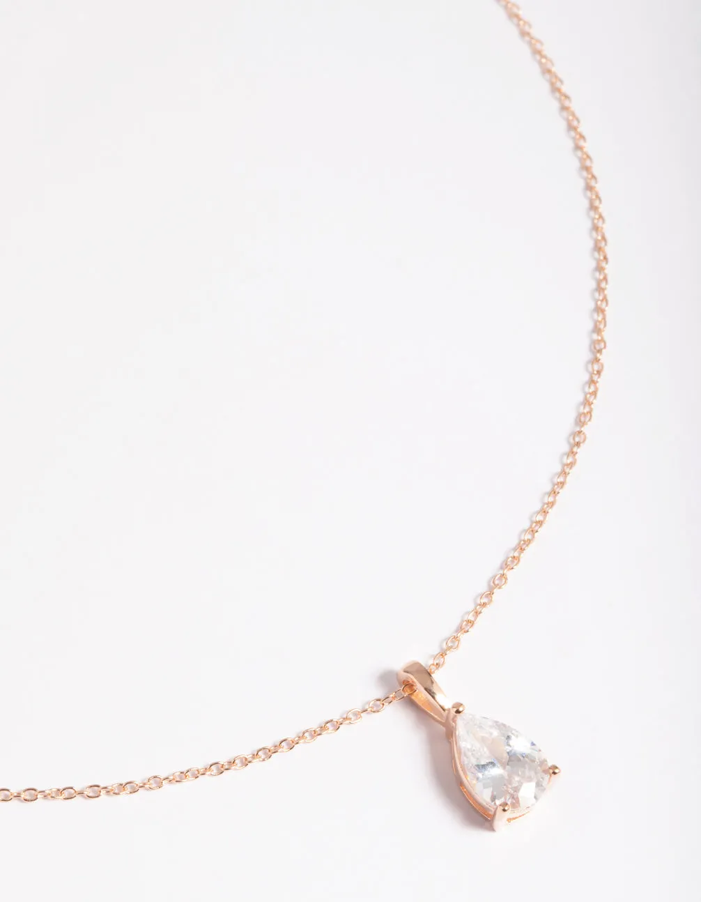 Rose Gold Plated Sterling SIlver Cubic Zirconia Pear Necklace sold by lovisa